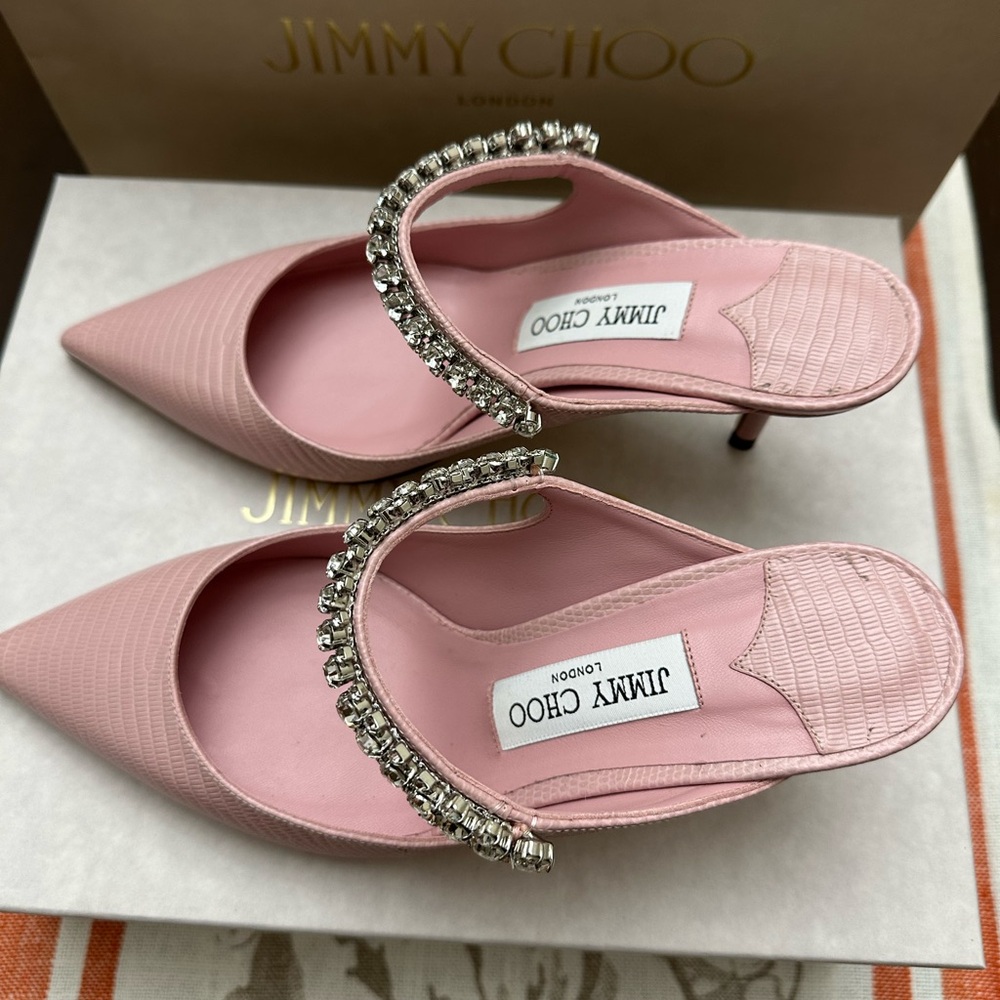 Jimmy Choo Pink Crystal Embellished Heels